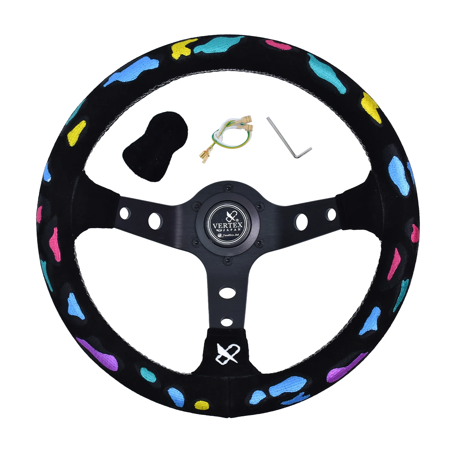 

Vertex Racing Simulator Steering Wheel Suede Leather Embroidery Cars Accessory Auto parts Universal Sports Steering Wheel