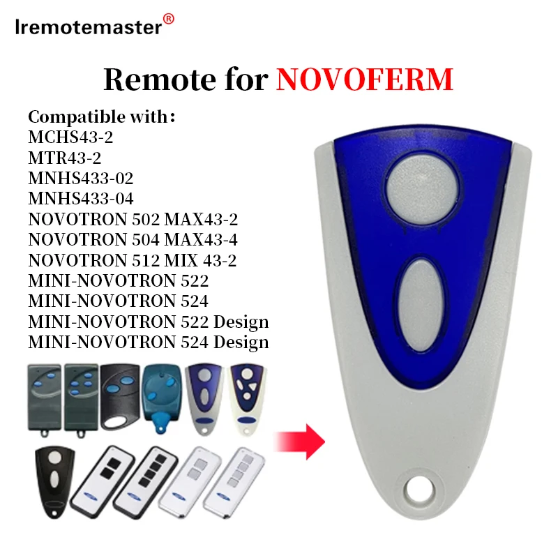 Compatible with NOVOFERM NOVOTRON 502 504 MAX43-2 MNHS433-04 MNHS433-02 MTR43-2 MCHS43-2 Garage Door Remote Control 433MHz