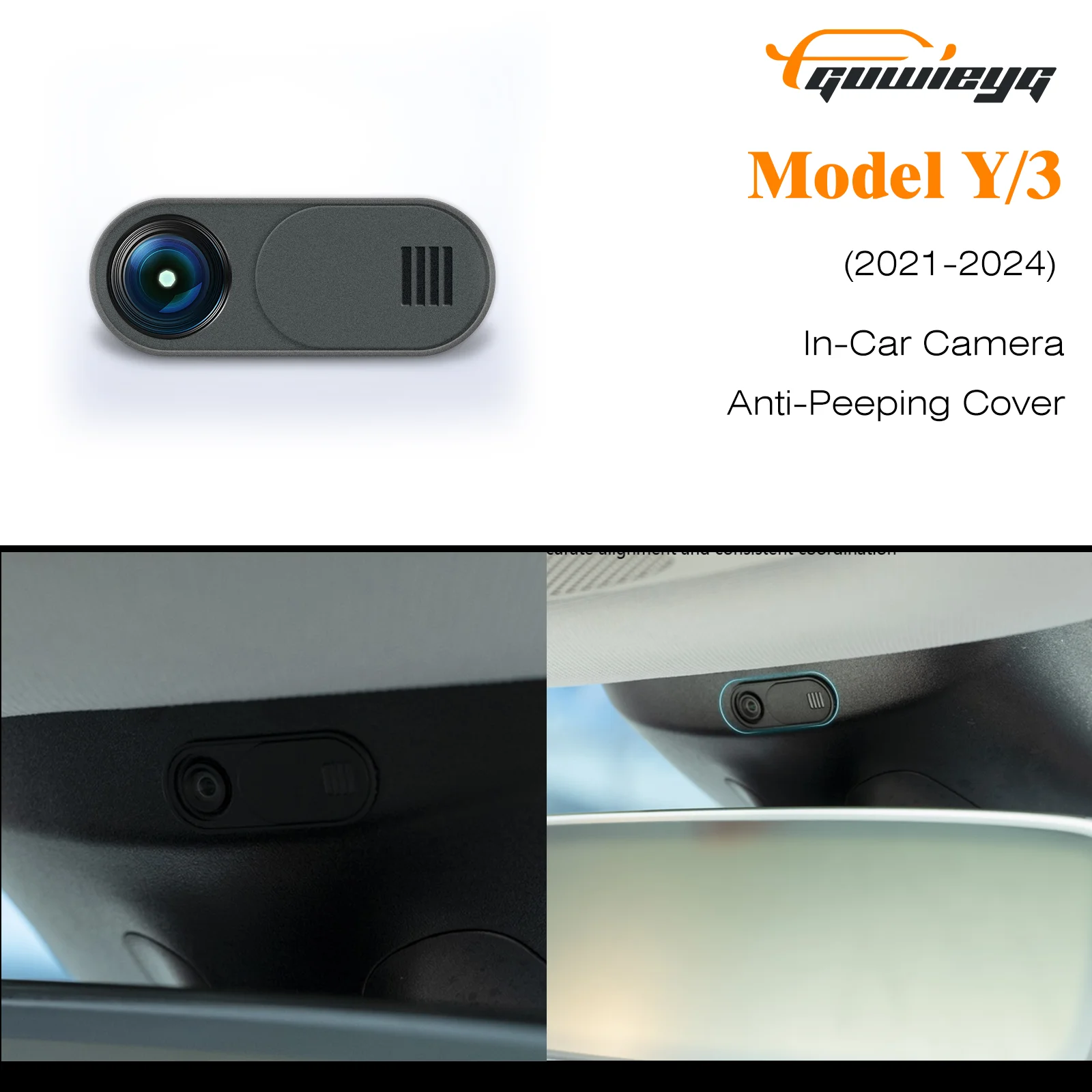 

Privacy Camera Cover with Slide Switch for Tesla Model 3/Y, Center Console Webcam Blocker, Interior Sticker Accessories
