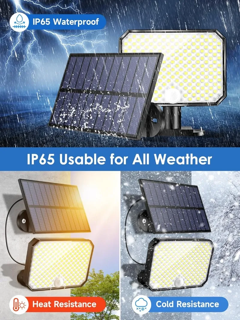 Fire Outdoor Solar Lights 190LED 1500LM Solar Outdoor Lights 3 Modes Solar Motion Sensor Outdoor Lights Remote