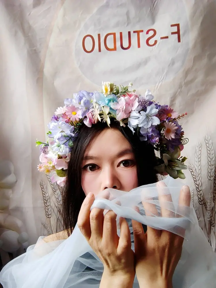 

Pink Blue Flower Crown Stand out Floral Hairband Faionable Wedding Par Commute Daily Hair Accory