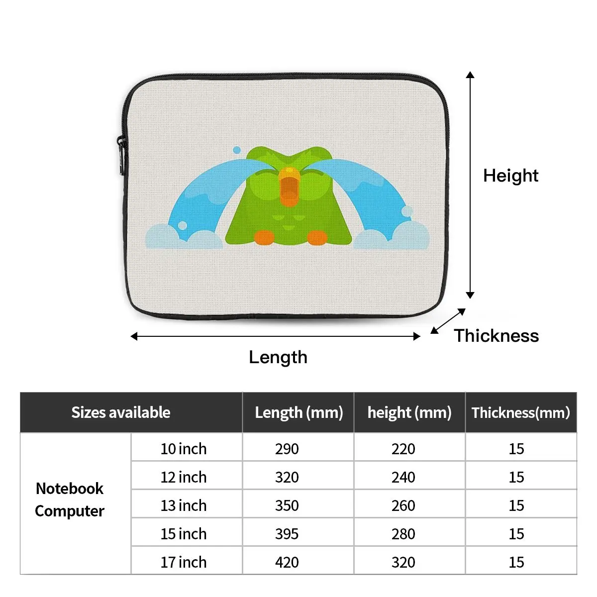 Duolingo Owl Duo Notebook Laptop Bag Case Pouch 10 12 13 15 17 Inch Notebook Sleeve Cover Bag Tablet Shockproof Case Bag