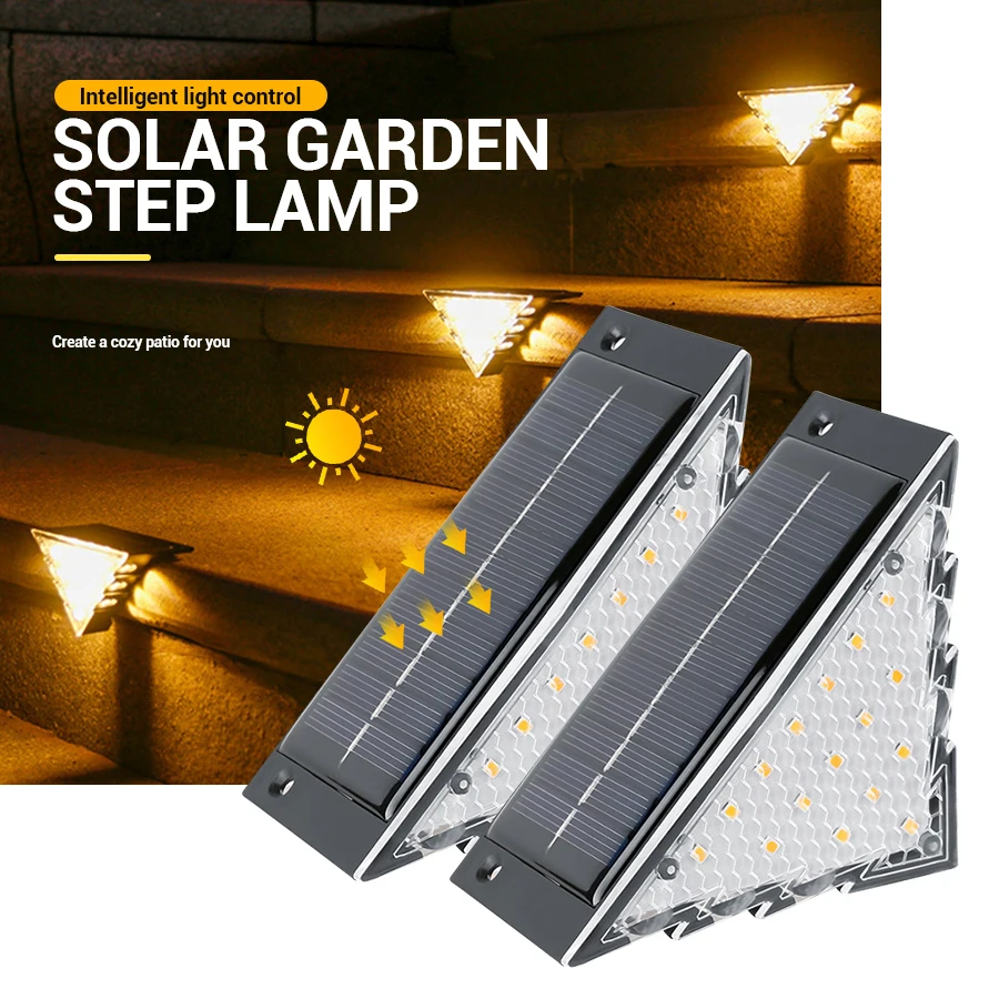 LED Outdoor Solar Light Step Lamp Lens Design Super Bright IP64 Waterproof Anti-theft Stair Light Decor Lighting for Garden Deck