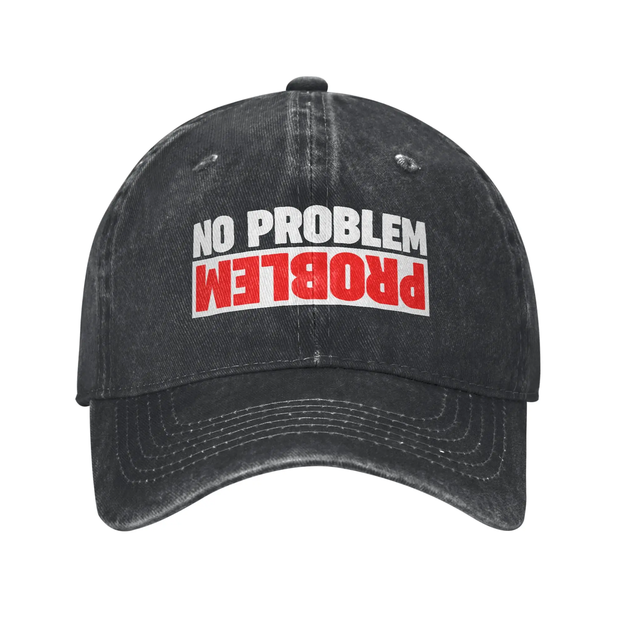 Problem No Problem funny Upside Down Sun Baseball Cap  Fashion Unisex Men Washed Trucker Hat Sun-Proof Sport Snapback Cap Gift
