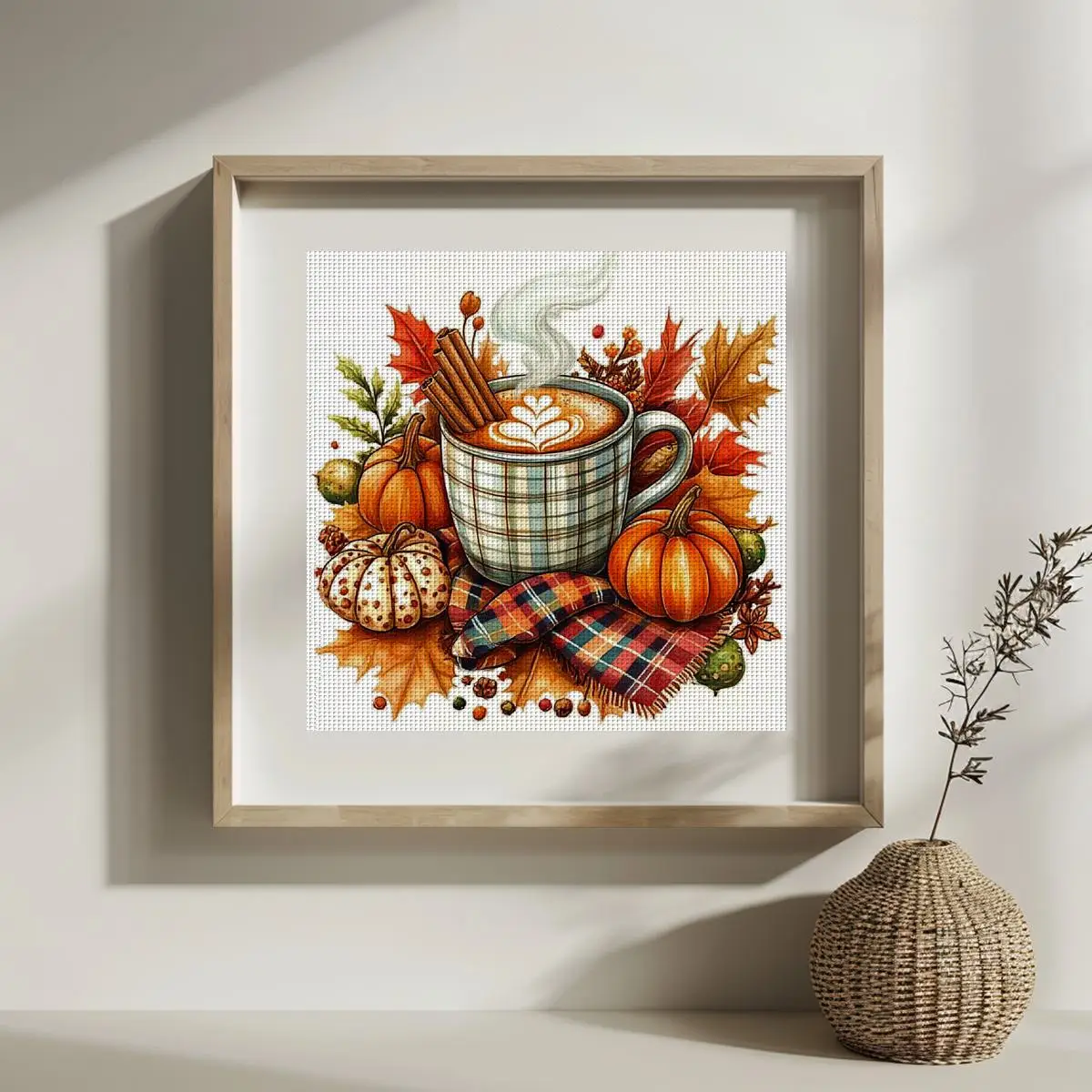 1 Stück 30x30 cm/11,8 Zoll Kaffee-Moment Gestempeltes Kreuzstich-Set DIY-Kit 11/14/16CT DIY-Stickset DIY-Kreuzstich-Set – Detail 2