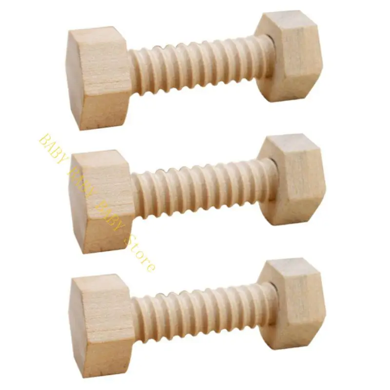 

Q81A 3 Pcs Child Wooden Screw Nut Building Assembling Blocks Hands-on Teaching Aid Early Educational Puzzle