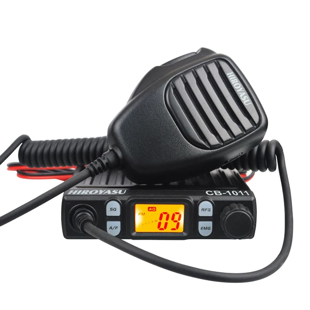 HIRORYASU Walkie Talkie 11 Meter CB Station Radio Amateur 27MHz FM/AM 40Ch 4W/8W CB-1011 W/ DC12V Zapalniczka Wejście Mocy