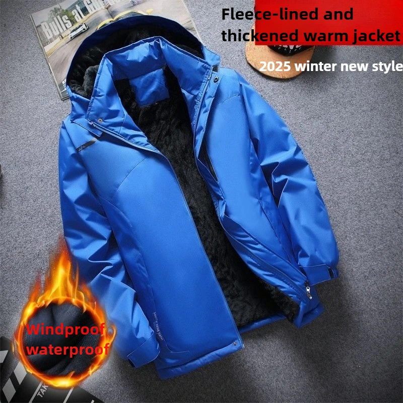 

New Winter Work Jacket Men, Waterproof Windproof Thermal Coat, Fleece Lined Abrasion Resistant Parka