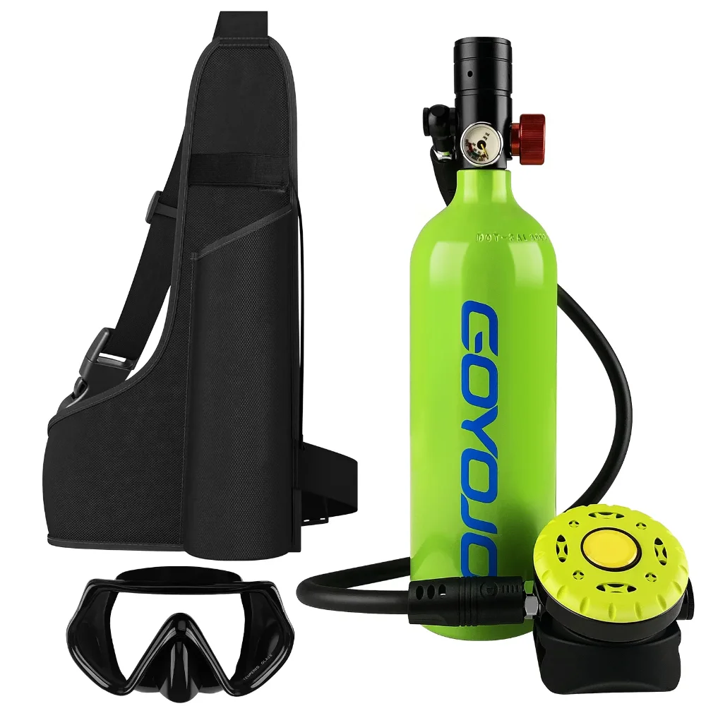 

1L Mini Scuba Tank with Mask DOT Certified Portable Diving Air Tank 15 Minute Underwater Breathing for Snorkeling Scuba Diving