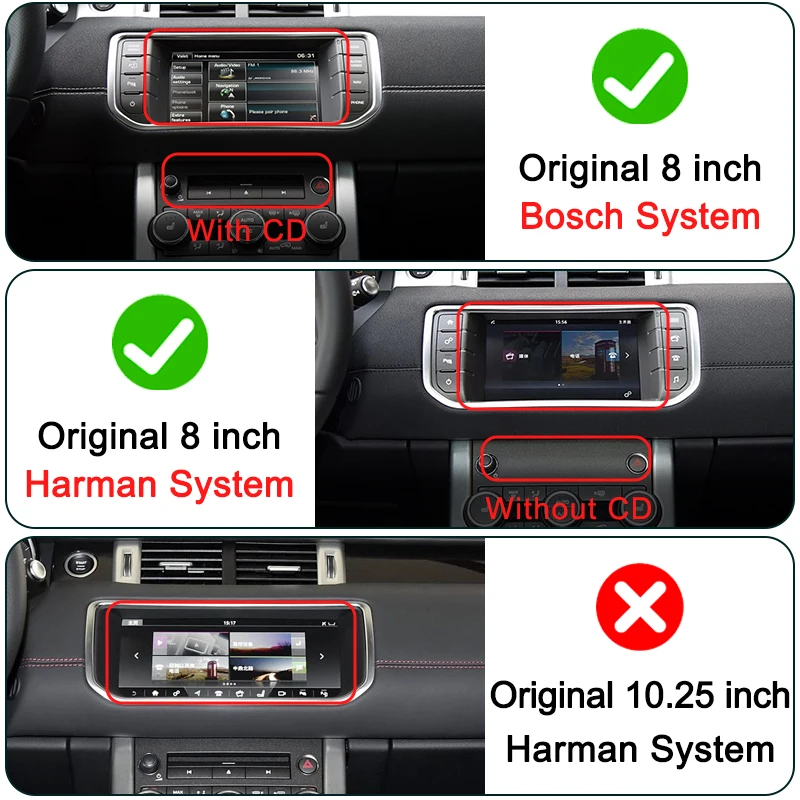 Módulo CarPlay sem fio para For Jaguar Land Rover Evoque Bosch Radio Harman System Android Auto Ai Box Multimedia USB Play Music