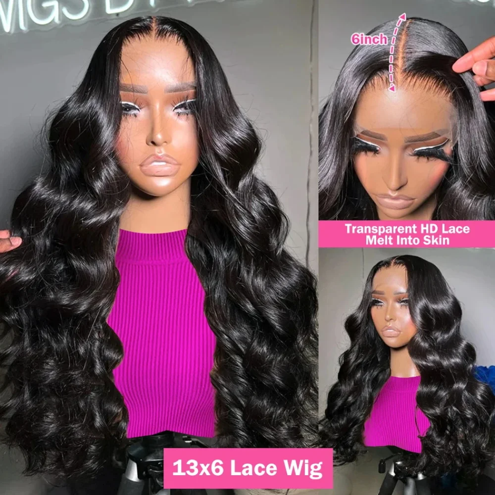 Body Wave HD Transparent 13x6 Lace Front Human Hair Wigs 30 38 Inch 13x4 Lace Frontal Wig For Women Raw Indian Wavy Closure Wig