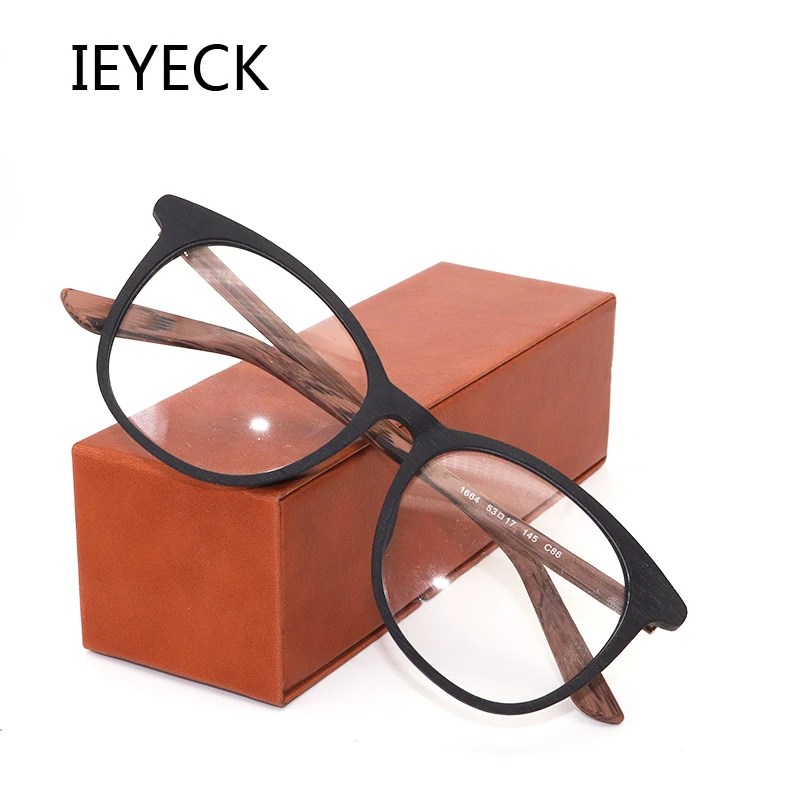 

IEYECK Glasses Retro Wood Glasses frame Men Women recipe Optical Glasses frame Luxury brand myopia prescription glasses gafas