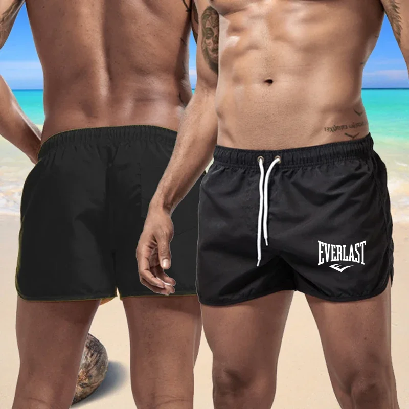 Mesh Breathable EVERLAST Shorts Summer Men\'s New Fashion Thin Solid Colour Quick Dry Casual Sports Fitness Beach Surfer Pants