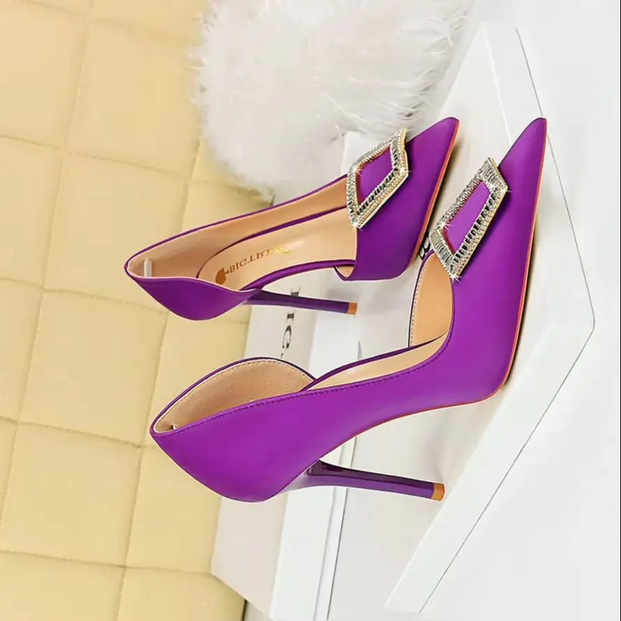 

BIGTREE CRYSTAL женские туфли-лодочки с острым носком, элегантные туфли на тонком высоком каблуке для свадебной вечеринки, женские туфли без шнуровки