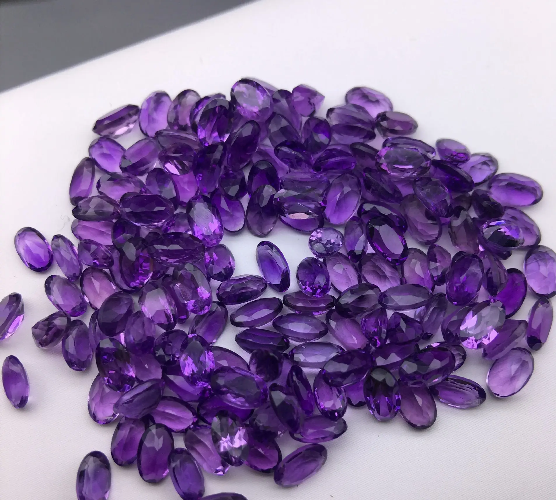 Wholesale 10pcs/pack Genuine Amethyst Brilliant-cut Cabochon 3x5mm 4x6mm 5x7mm 6x8mm 7x9mm Oval Gemstone Ring Face For Jewelry