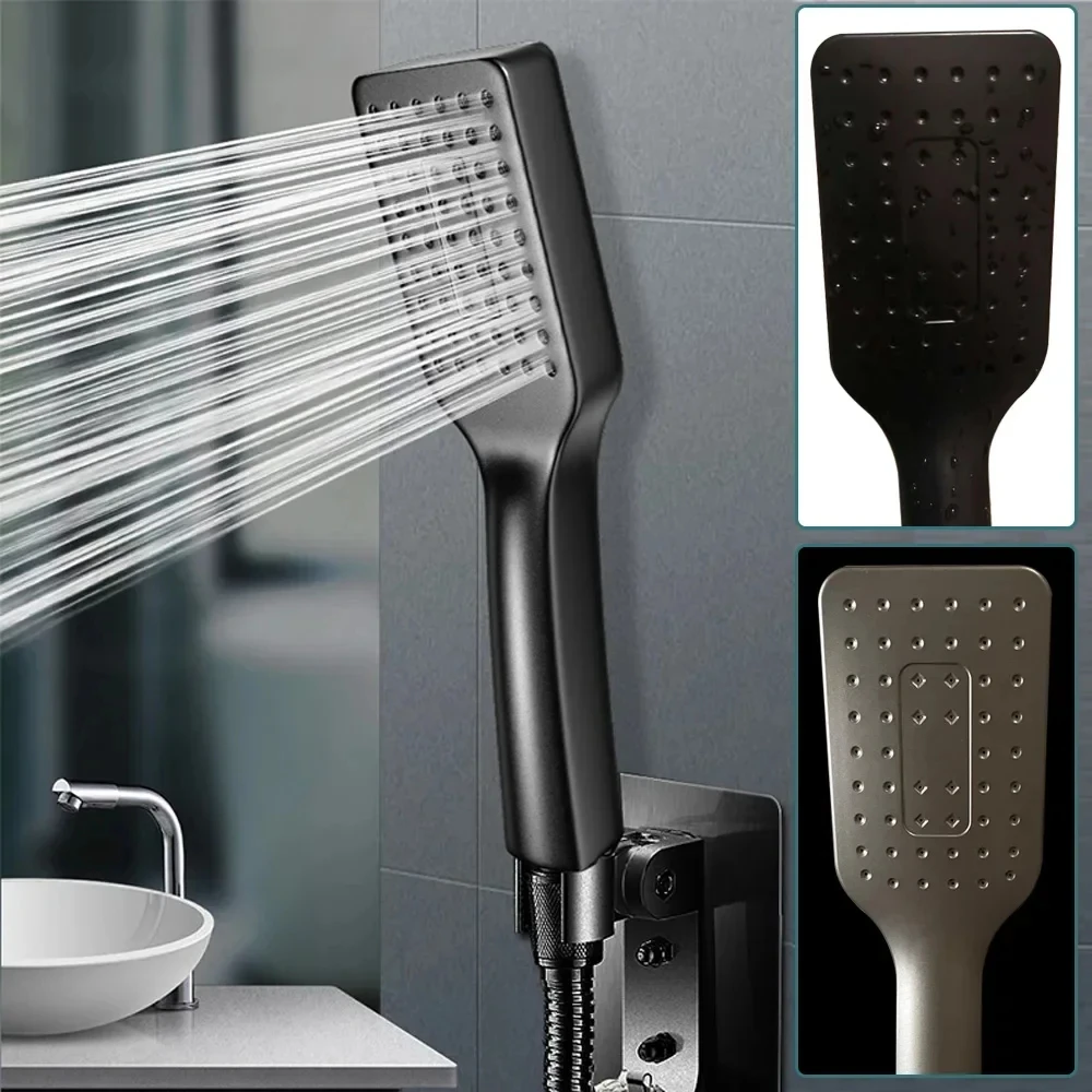 ABS Plastic Water High Pressure Saving Shower Head Matte Black Massage Rainfall Universal Sprayer Showerhead Bathroom Accessorie