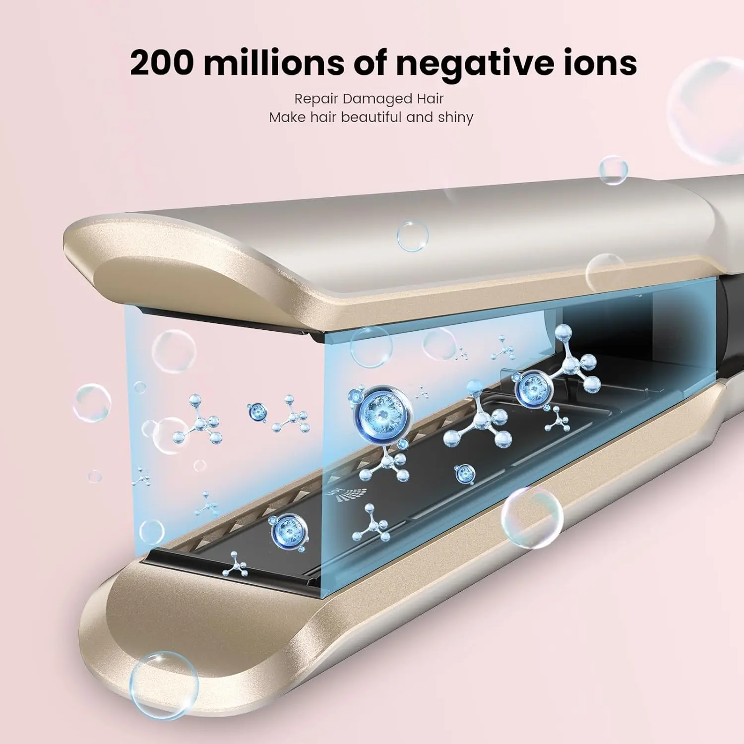 Hair Straightener - 2 in 1 Wet to Dry Hair Dryer and Straightener with High-Speed Airflow Rapid Heat-Up Customizable Temperature