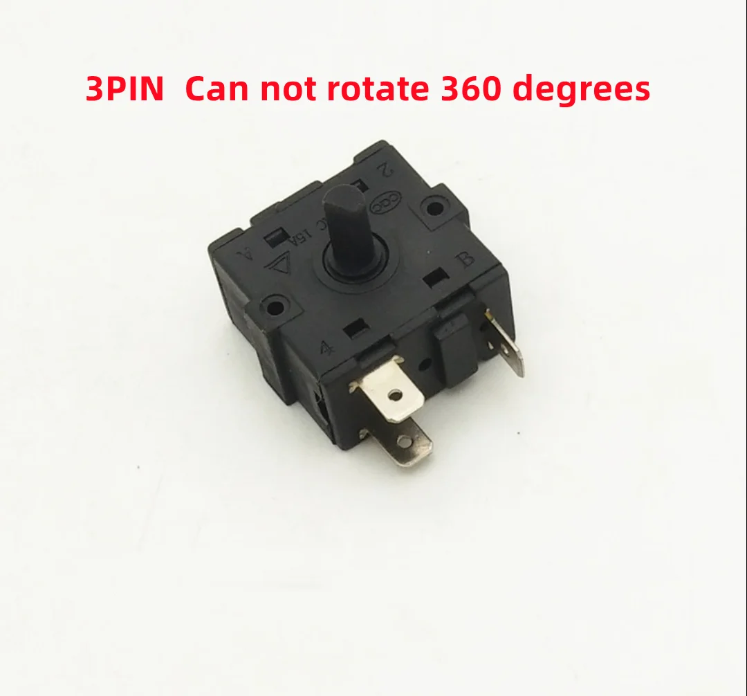 Electric Room Heater 3 Position 2Position 3 Pin 5Pin Rotary Switch Selector AC 250V 16A 360 degree rotation