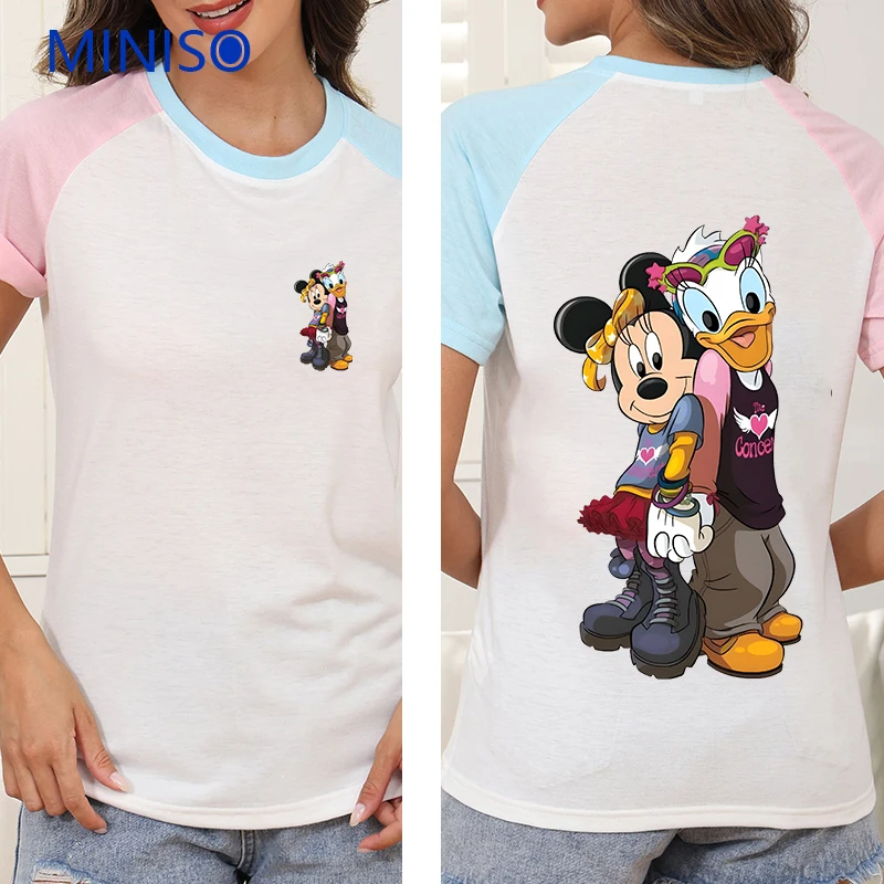 

Disney Mickey Clothes Women Cartoon Tops Custom Short Sleeve Clothing Trends 2025 New Printing Ladies Summer Dress Suit T-shirt