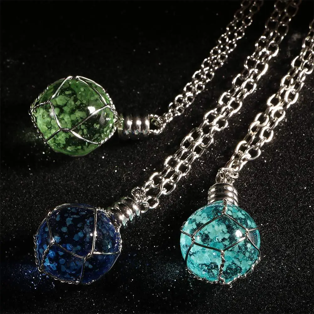 New Arrival Green&Blue Fancy Creative Steampunk Pendant Glow In The Dark Magic Charm Ball Luminous Jewelry Necklace