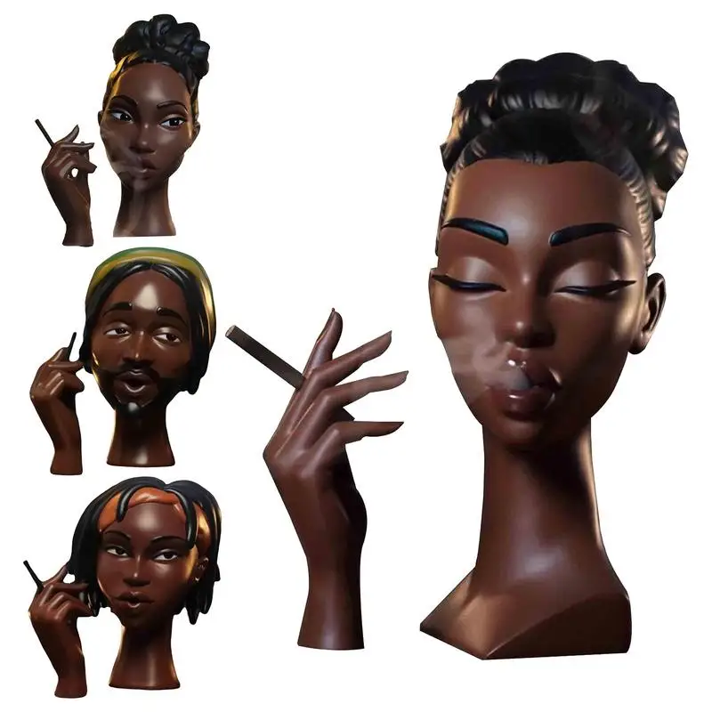 Black Woman Head Incense Burner Elegant Half Body Incense Burner Handmade Body Art Airflow Incense Burner For Aromatherapy