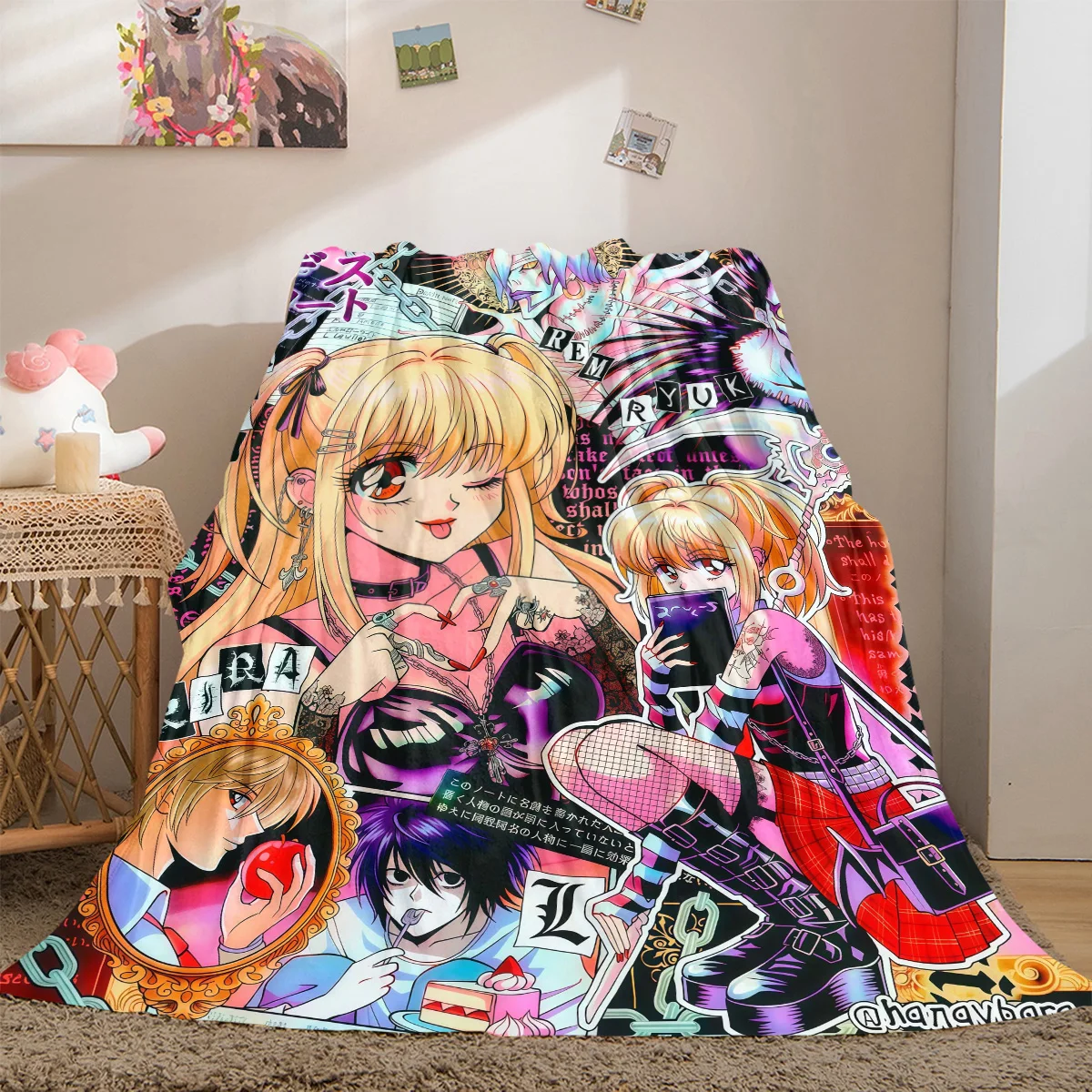 Death Note Ghost Story Luxury Flannel Lightweight Blanket Home Decor Sofa Bed Travel Cover Family Gift LXRa29