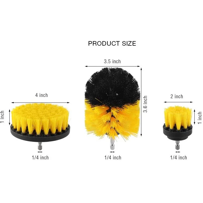 3-piece Electric Drill Brush Set Floor Brush-Polishing Electric Drill Cleaning Brush Drill Cleaning Tools Factory Supply