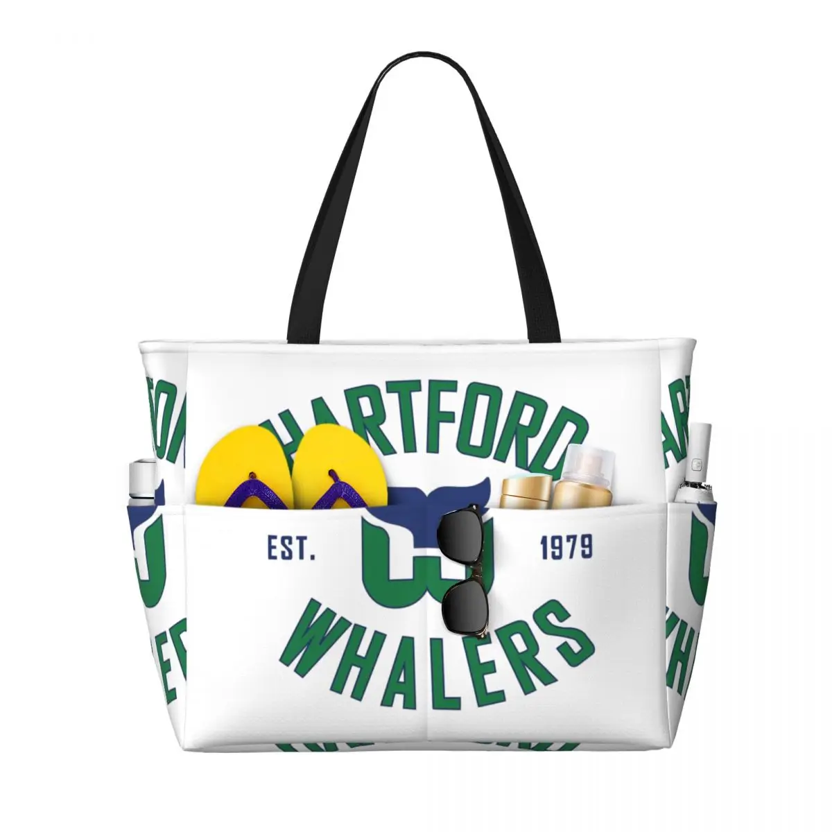 

Hartford Whalers CT Beach Tote Bag Sport Gym Yoga Duffle Large Tote Bag Women Travel Bag Fitness bag