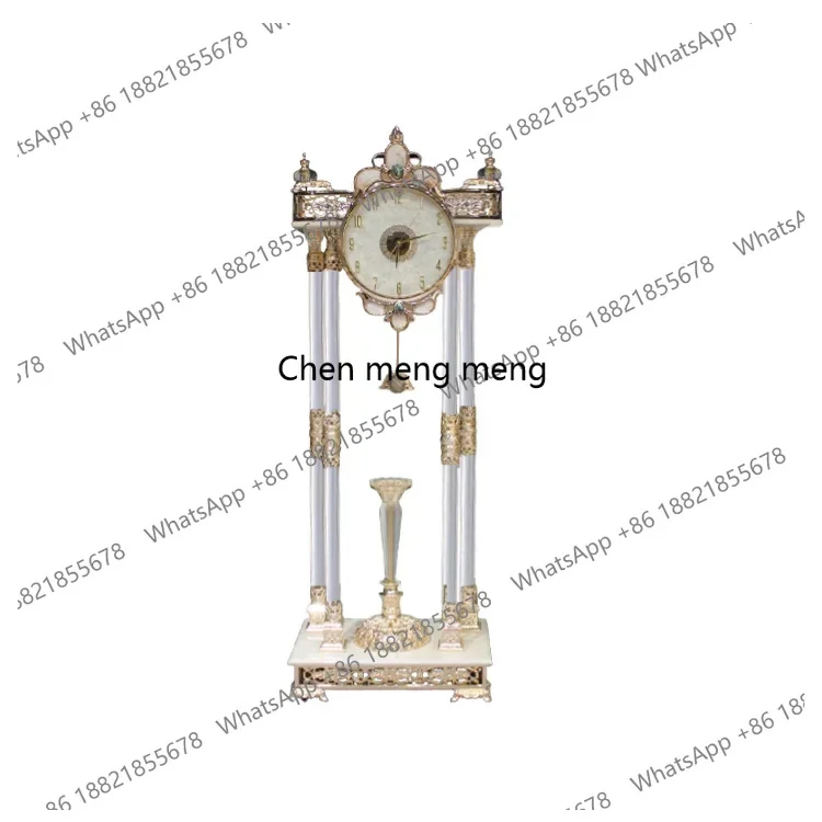 

Antique Aluminum Dial Steel Glass Housing Floor Clock Elegant Home Decor with Jade Base