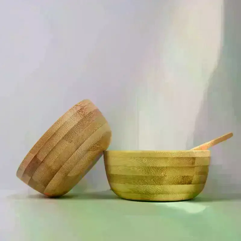 Mini Size Bamboo DIY Face Mask Mixing Bowl With Spoon Aromatherapy Bowl Set Massage Oil Face Care Makeup Tool Kits