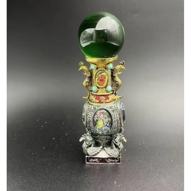 Vintage Craft Alloy , Ancient Style Gift, Feng Shui Ball, Cloisonné Painted Inlaid Luminous Four Divine Beasts Ornament