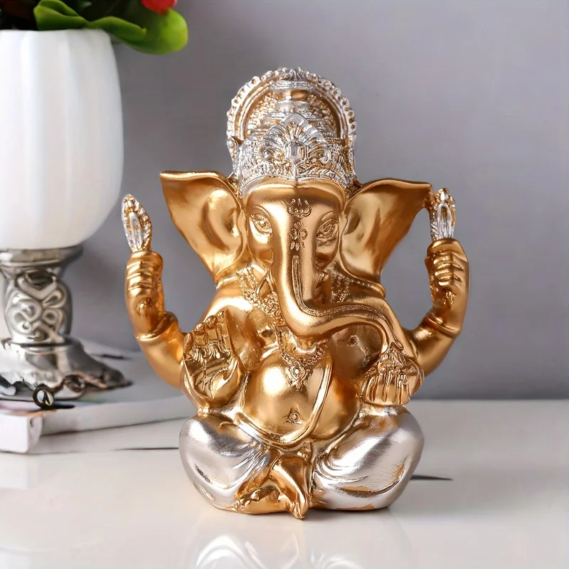 1PC Light Luxury Southeast Asian God of Wealth Resin Statue Religious Figurine Home Feng Shui Ornament