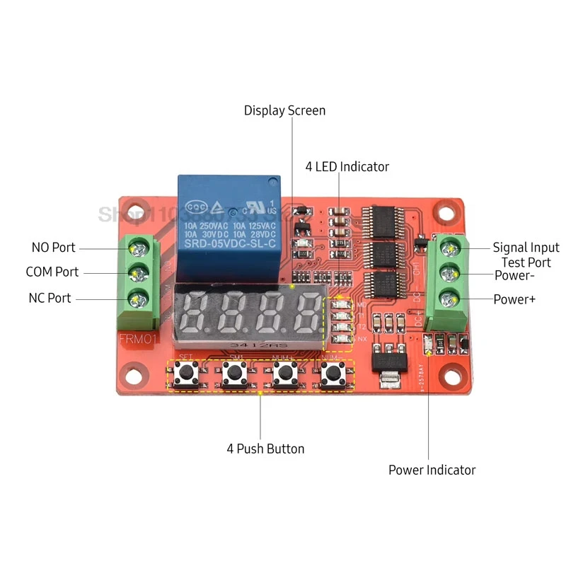 DC 5V 12V 24V 1 Channel Relay Module FRM01 Multifunction Relay Loop Delay Timer Switch Self-Locking Timing Board