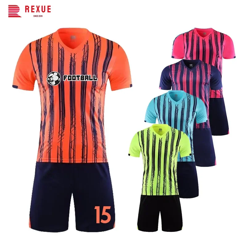 

Custom Men Boys Football Uniform Set Kids Adult Sports Shirt With Shorts Quick Dry Breathable Training Soccer Jersey Suit 22/23