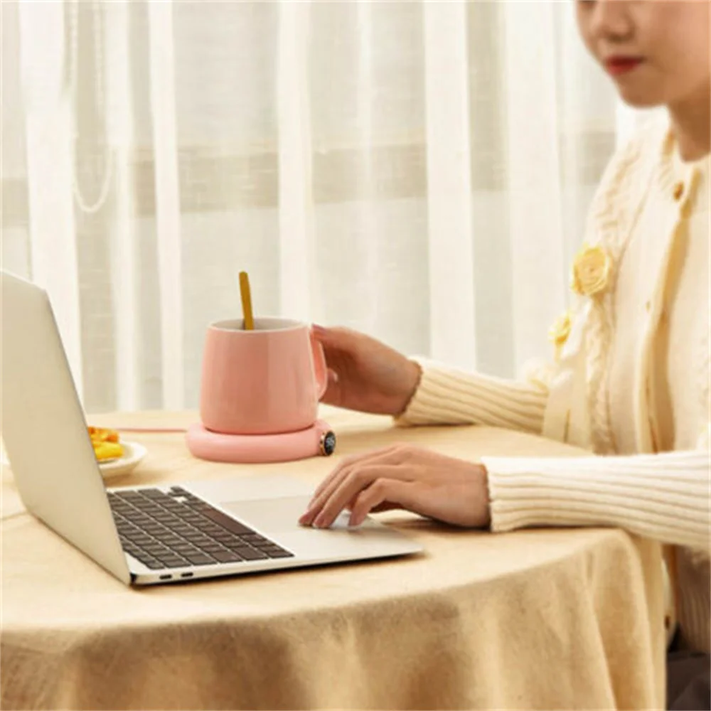 Portable USB Cup Warmer Coffee Mug Heating Coaster Smart Temperature Milk Tea Water Cup Heaters Heating Pad For Home Office Gift