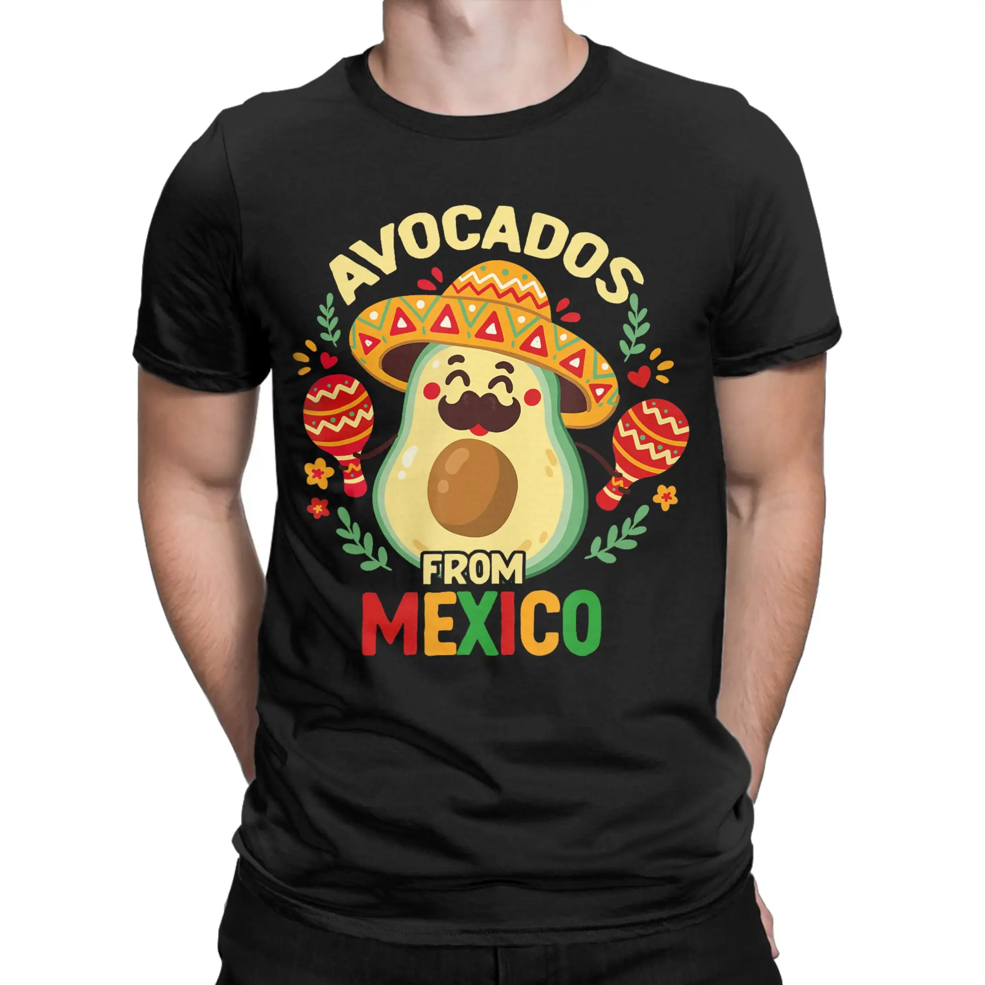 Vintage Tres Amigos Avocados Guac Cinco De Mayo Fiesta T-Shirts for Men Round Neck T Shirts  Short Sleeve Tee Shirt Clothes