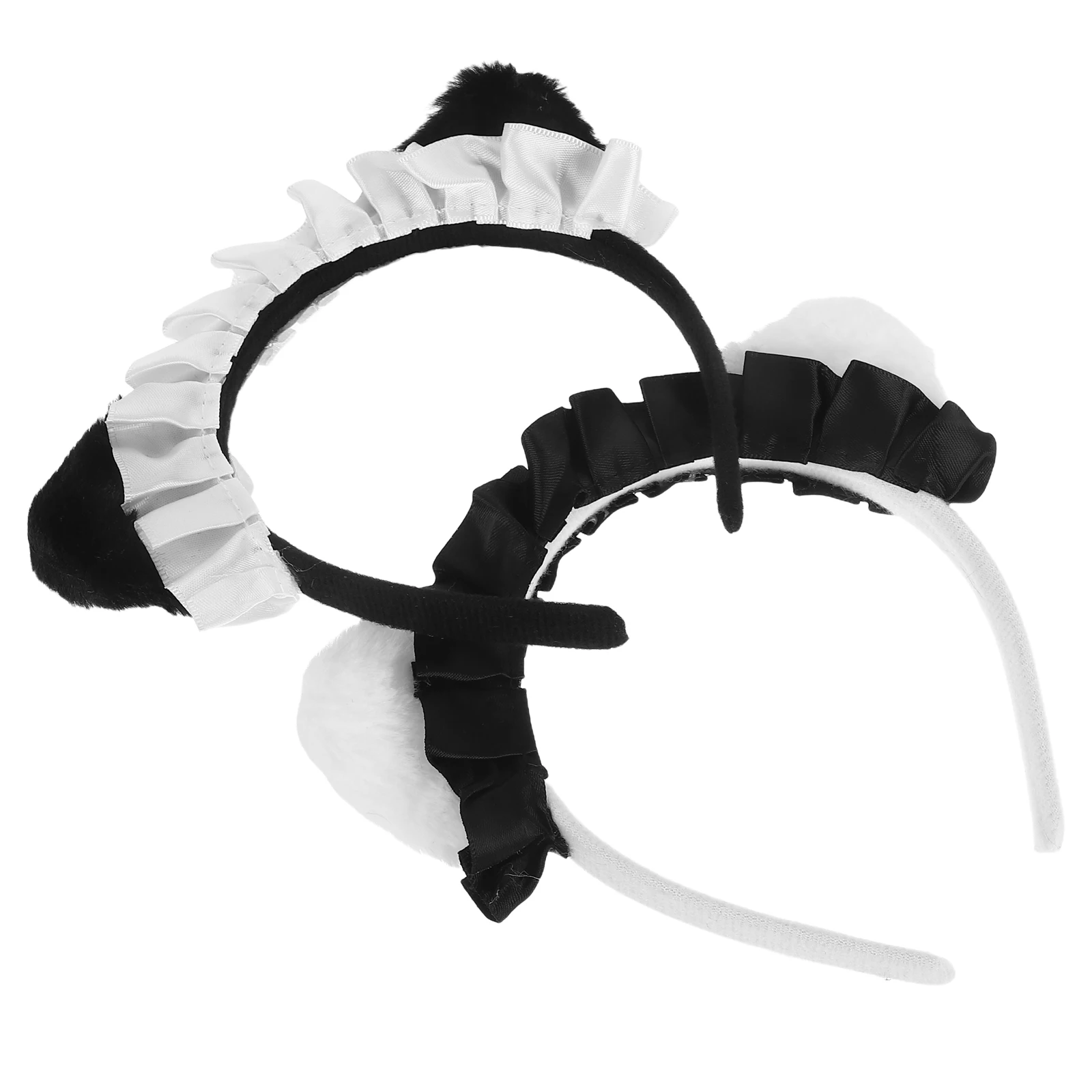 

2pcs Maid Headband Ears Girls Headbands Lace Fabric Reversible Lolita Style Cute Cat Ears Headband Accessories