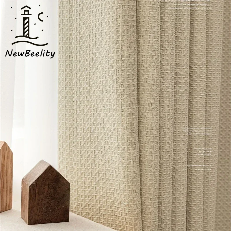 

French Jacquard Thick Chenille Creamy Style Window Curtains for Living Room Bedroom Dining Solid Color Modem Simple Decoration