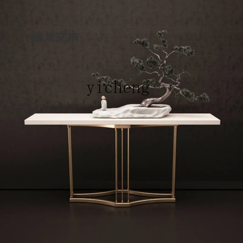 Zf light luxury solid wood entrance table, modern simple long strip against the wall and ultra-narrow entry