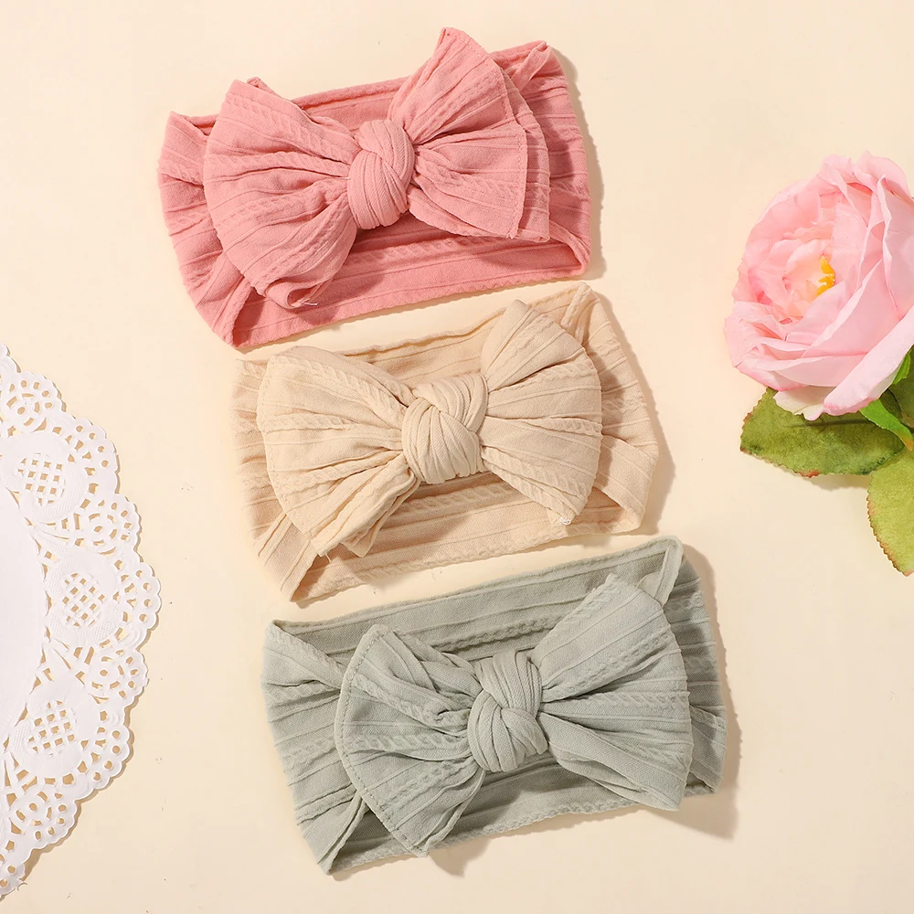 10 Stück, zufällige Farben, Nylon-Haarband für Babymädchen, elastisch, handgefertigte Schleife, modisches Kopftuch, Baby-Haarschmuck. – Detail 4