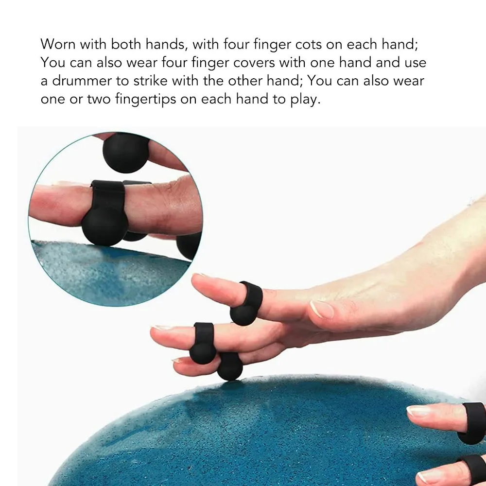 

4шт силиконовые накладки на палец барабана языка ​ Практика и производительность ​ ​ Защита пальцев ​ ​ Стукающий палец