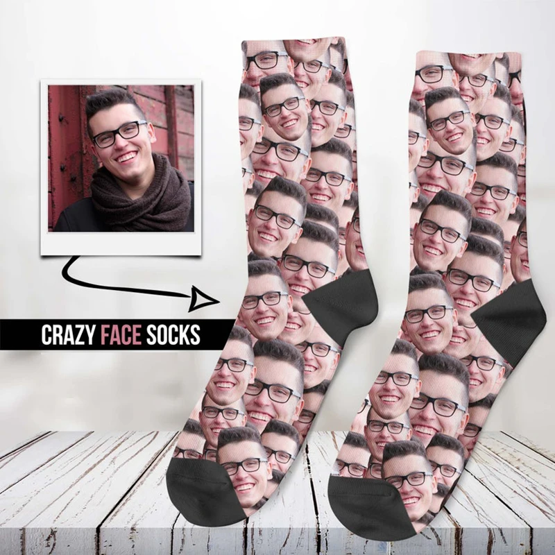 Chaussettes personnalisées avec visage et Photo d\'animaux de compagnie, cadeau pour femme et mari