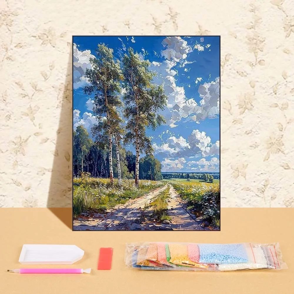 

Landscape Tree Art Rhinestone Picture DIY 5D Diamond Painting Full Round Drill Mosaic Cross Stitch Kits Home Decor Hobby Gift