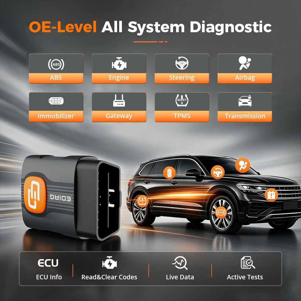 NEW EDIAD C1 AI-Assisted OBD2 Scanner Bluetooth,Bidirectional Scan Tool All System OBD2 Diagnostic Tool with 8 Resets for iOS & Android, CANFD Protocol, Autoauth for FCA SGW, with 1 Year Free Update,PK ELM327 Ediag Elite