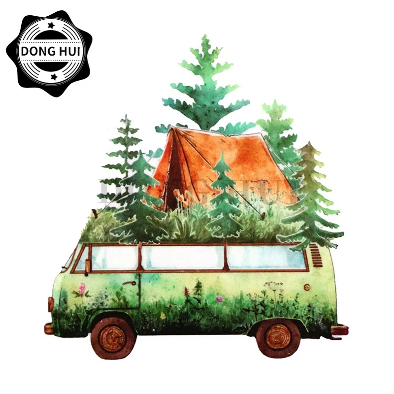 Sticker Bonfire Caravan Sticker Retro Camper Bonfire Night Outdoor Adventure Lovers Sticker Motorcycle Refrigerator Mug