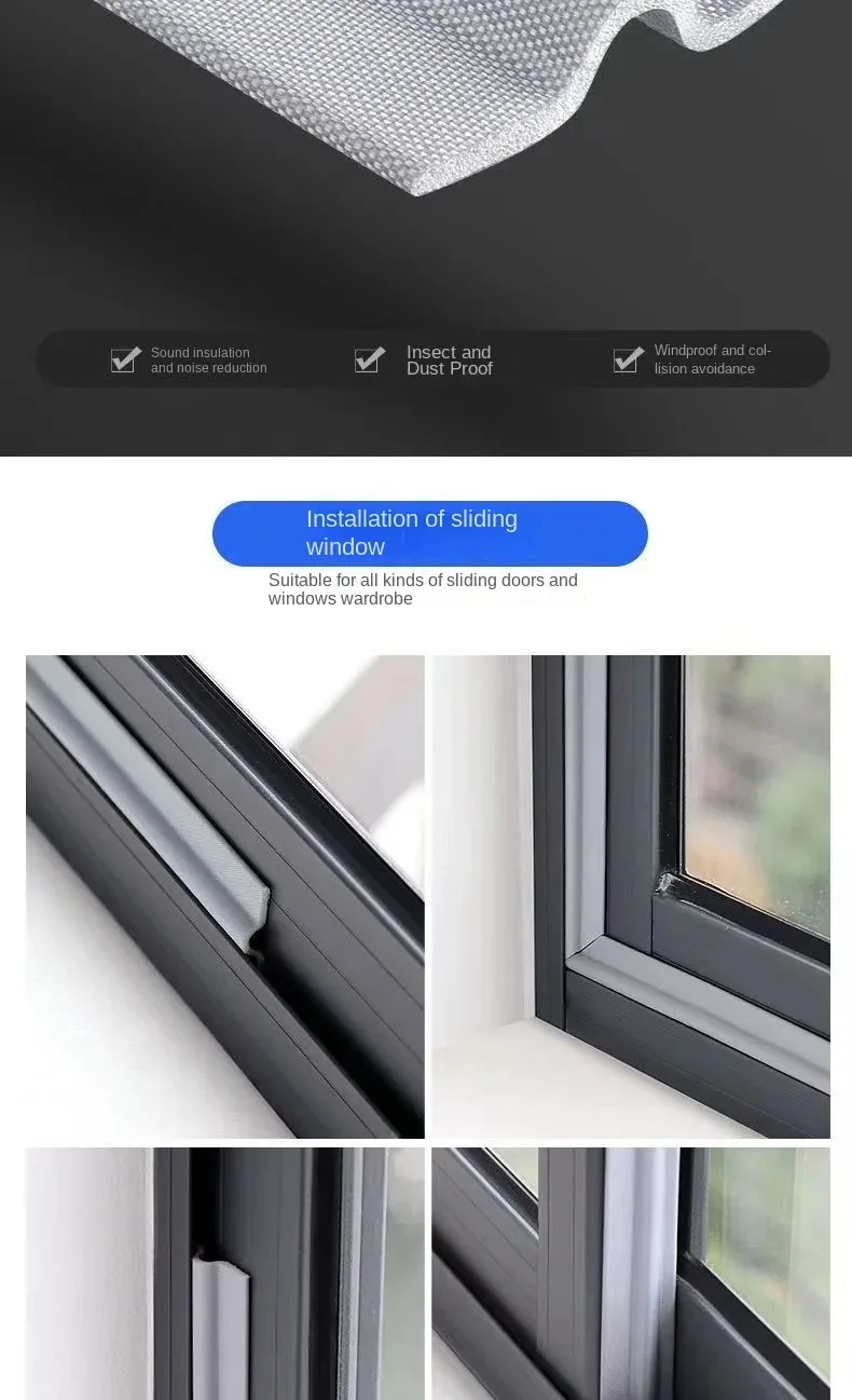 1PC 10m/393.7in Soundproof Foam Window Weatherproof Sealing Strip Sliding Door Window Windproof Soundproof Door Bottom Sealing