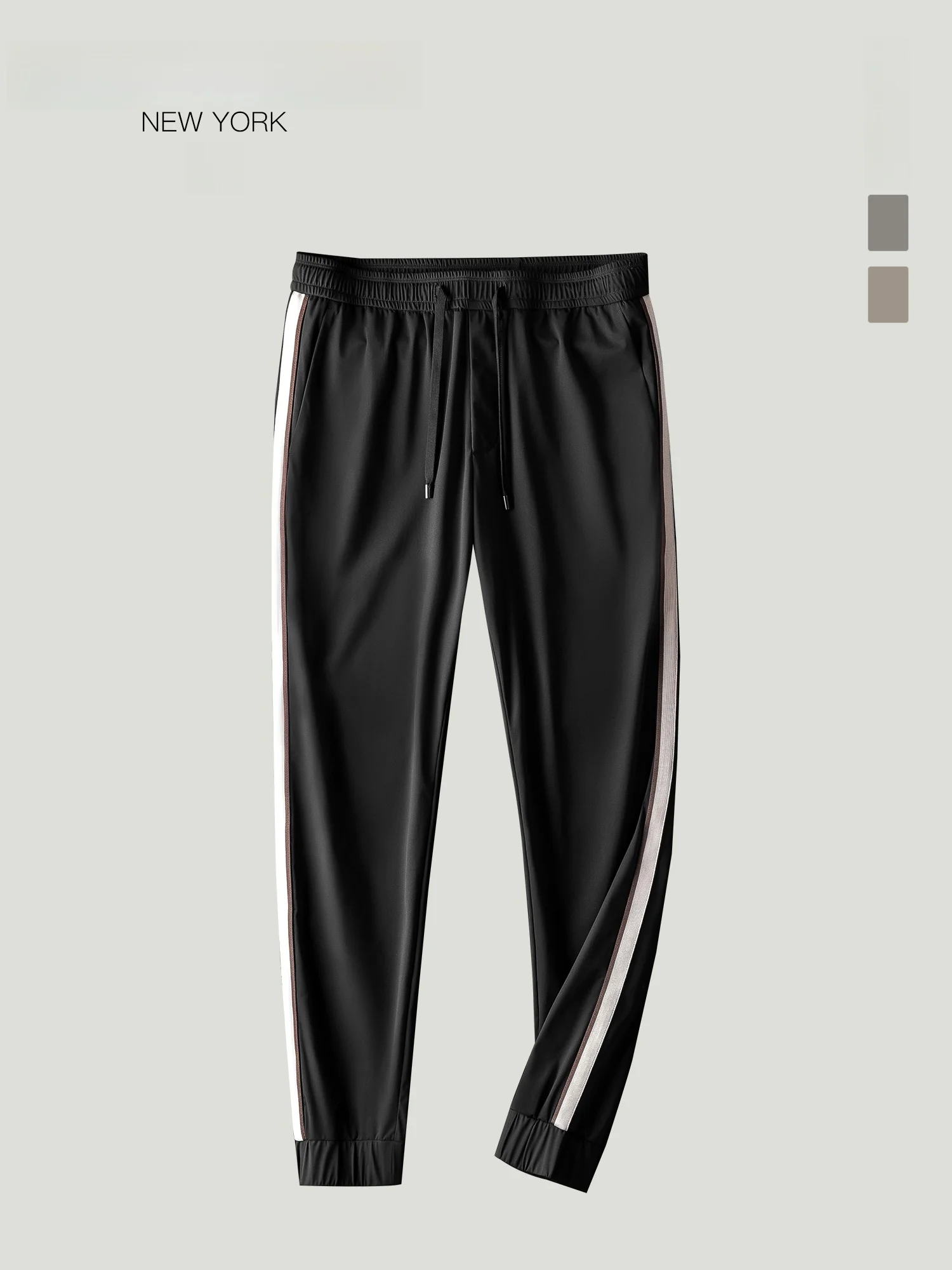 

Ультратонкие мужские повседневные брюки из ледяного шелка, летние спортивные полосатые штаны, гладкие, удобные, легкие, в этническом стиле