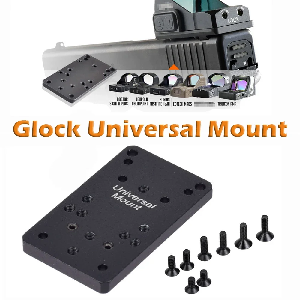 Universal Glock Scope Mount Plate Tactical Hunting Pistol Red Dot Scope Optics Base for Glock 17 19 Handgun MROS Adapter