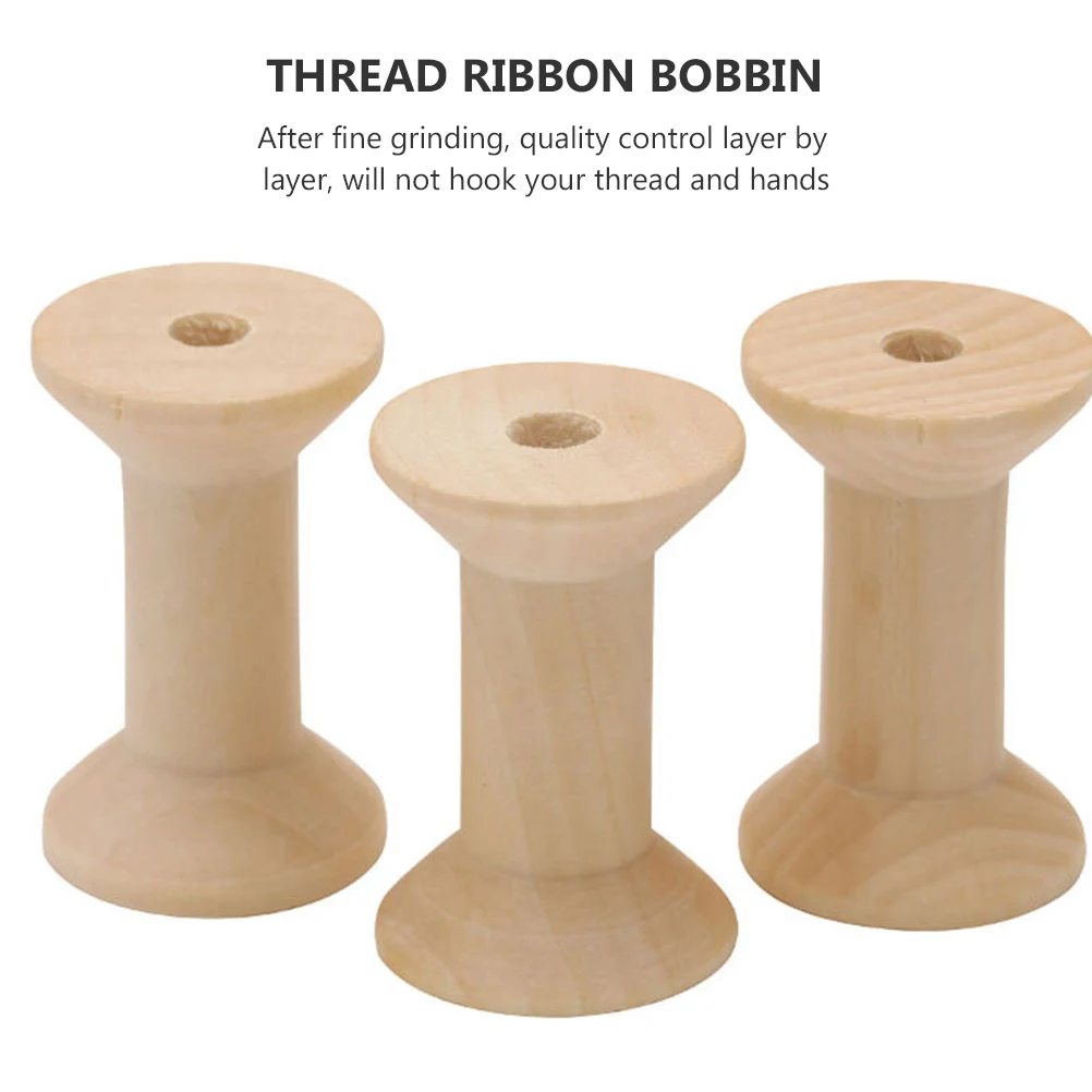 

50pcs Wooden Spools Natural Unfinished Empty Sewing Thread Bobbins DIY Craft Supplies Embroidery Tools Accessories