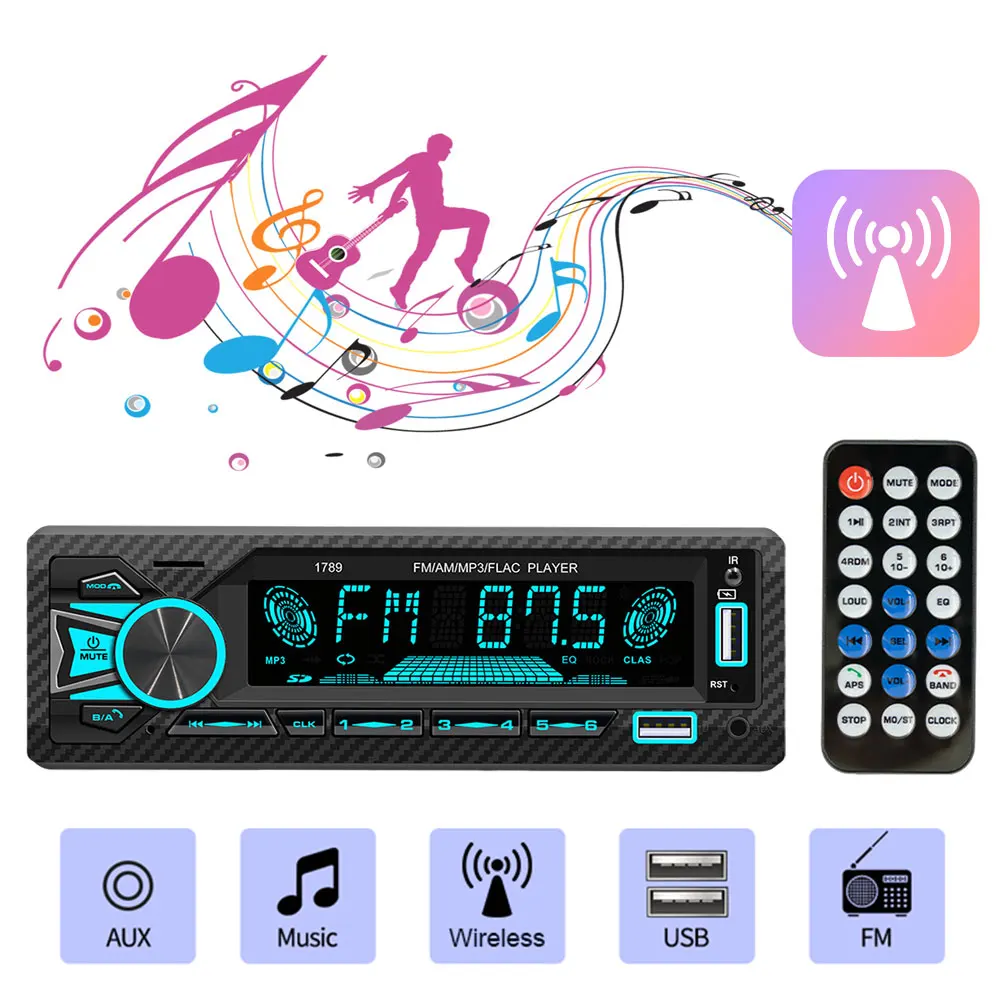 1 Din MP3 Player In Dash Kit Bluetooth-Compatible Car Stereo Player Handsfree Call FM Radio with Remote Control Car Radio Audio